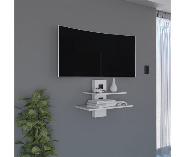 Conforama Estanteria Tv Burgos En Melamina Con Dos Estantes Blanco 43.7 X 60.1 X 30 Cm