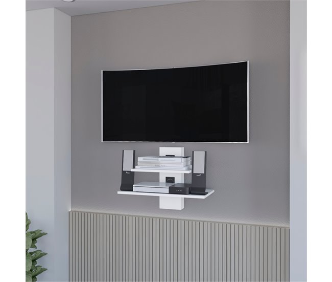 Conforama Estanteria Tv Burgos En Melamina Con Dos Estantes Blanco 43.7 X 60.1 X 30 Cm