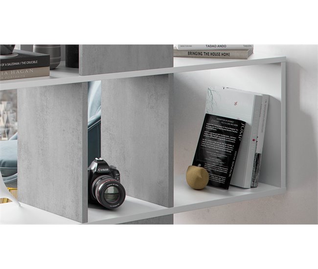 Conforama Estantería ZIGZAG 4 Alturas Blanco Y Cemento