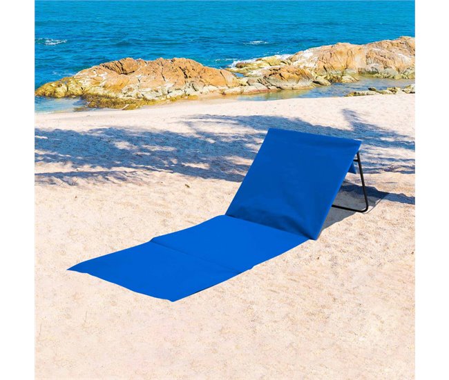 Conforama Esterilla Plegable De Playa Acolchada Con Respaldo Azul 153x51x42cm O91