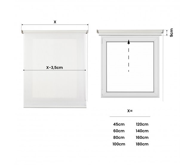 Conforama Estor Translúcido Estores Enrollables Para Ventanas Blanco 45x180 Cm
