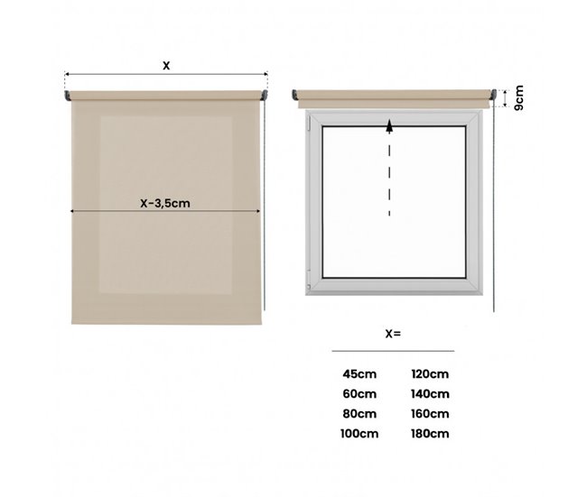 Conforama Estor Translúcido Estores Enrollables Para Ventanas Beige 45x180 Cm