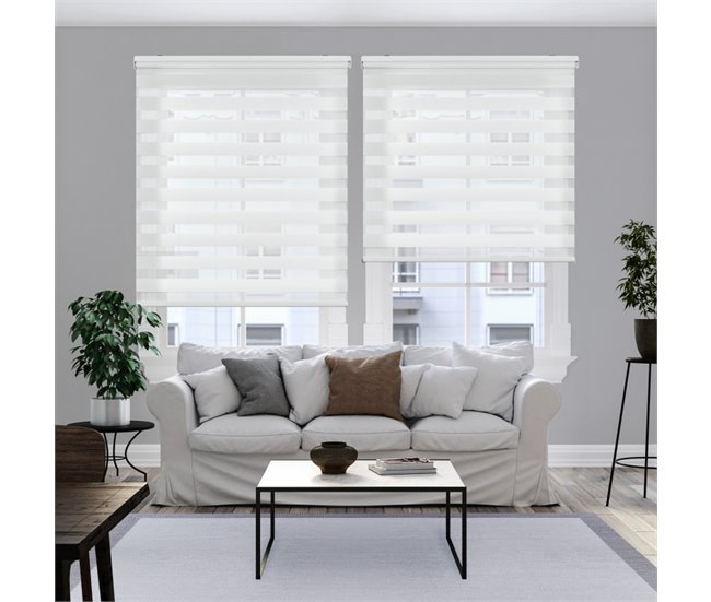 Conforama Estores Noche Y Día Estor Enrollable Con Doble Tejido Blanco 60 X 180 Cm