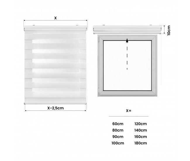 Conforama Estores Noche Y Día Estor Enrollable Con Doble Tejido Blanco 60 X 180 Cm