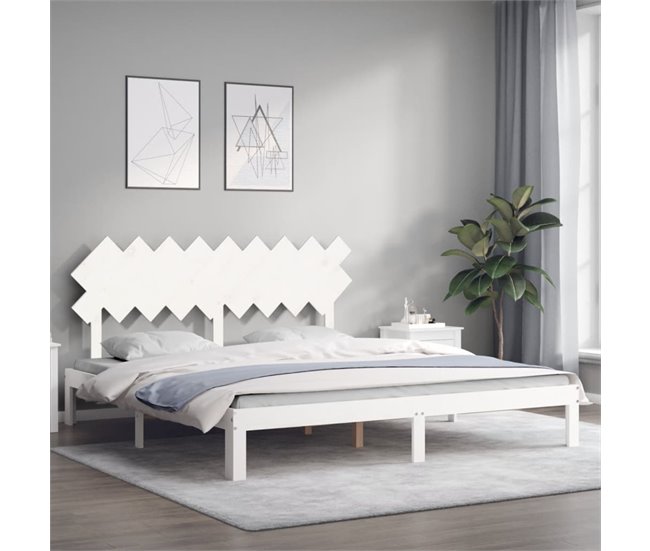 Conforama Estructura Cama De Matrimonio Con Cabecero Madera Maciza Blanco