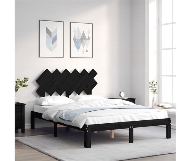 Conforama Estructura Cama De Matrimonio Con Cabecero Madera Maciza Negro