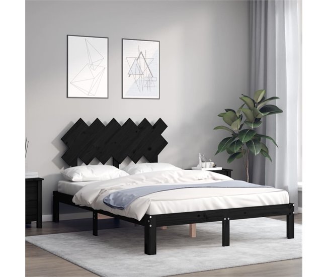 Conforama Estructura Cama De Matrimonio Con Cabecero Madera Maciza Negro