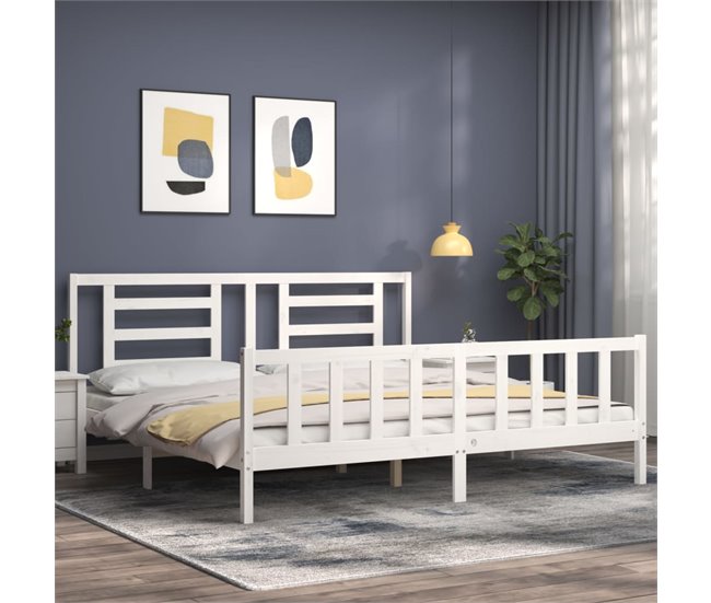 Conforama Estructura Cama De Matrimonio Con Cabecero Madera Maciza Blanco