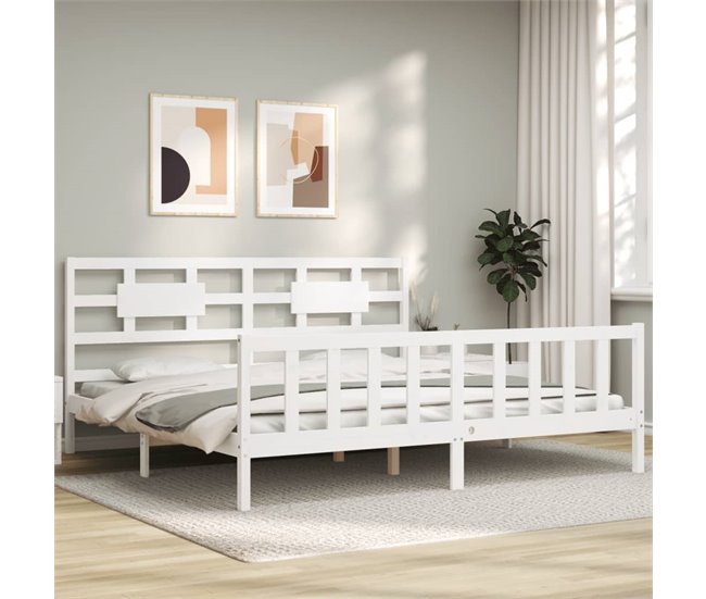 Conforama Estructura Cama De Matrimonio Con Cabecero Madera Maciza Blanco