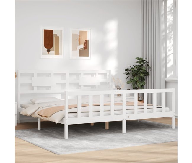Conforama Estructura Cama De Matrimonio Con Cabecero Madera Maciza Blanco