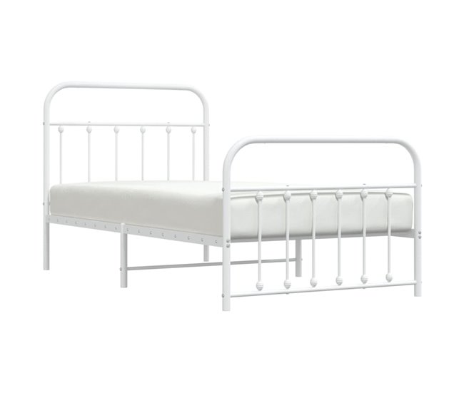 Conforama Estructura Cama Metal Cabecero Y Pie De Cama Blanca 100x190 Cm Con Cabecero Y Pie De Cama