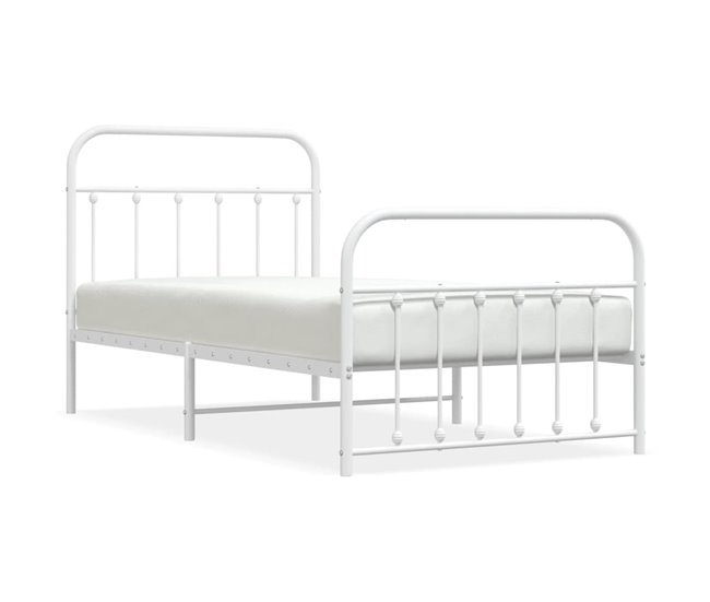 Conforama Estructura cama metal cabecero y pie de cama blanca 100x190 cm con cabecero y pie de cama
