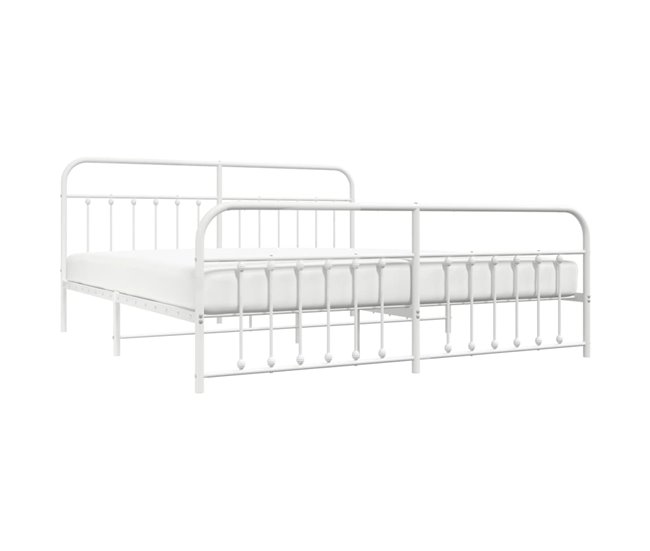 Conforama Estructura Cama Metal Con Cabecero Y Estribo Blanco 200x200 Cm Con Cabecero Y Pie De Cama