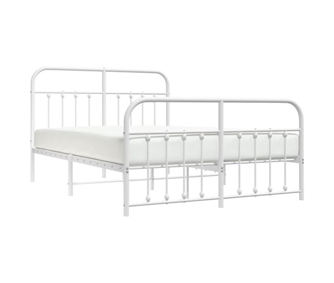 Conforama Estructura Cama Metal Con Cabecero Y Estribo Blanco 150x200 Cm Con Cabecero Y Pie De Cama