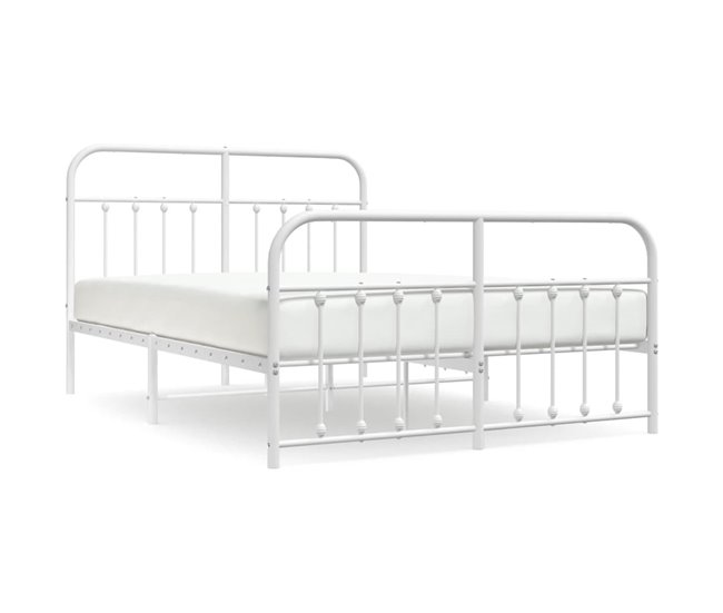 Conforama Estructura Cama Metal Con Cabecero Y Estribo Blanco 150x200 Cm Con Cabecero Y Pie De Cama