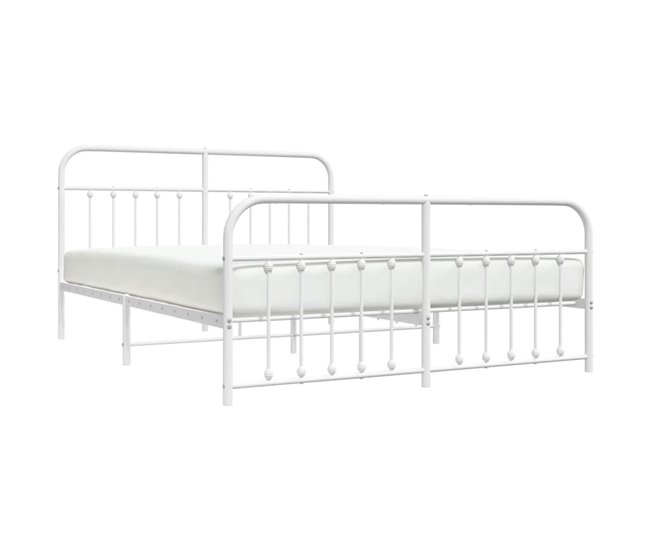 Conforama Estructura Cama Metal Con Cabecero Y Estribo Blanco 180x200 Cm Con Cabecero Y Pie De Cama