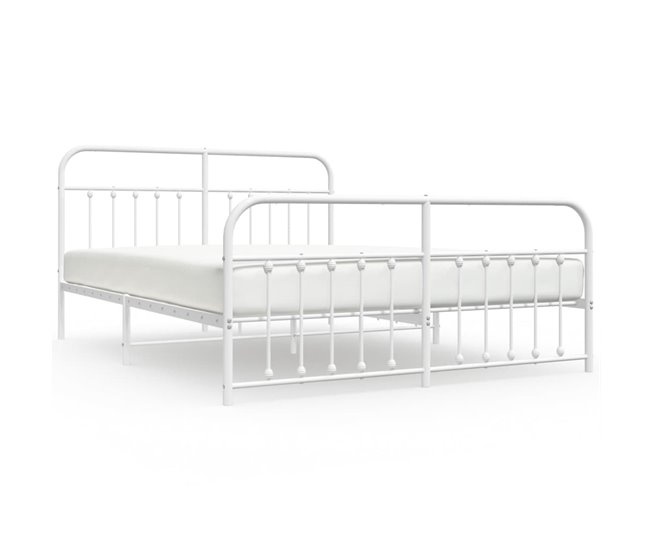 Conforama Estructura Cama Metal Con Cabecero Y Estribo Blanco 180x200 Cm Con Cabecero Y Pie De Cama