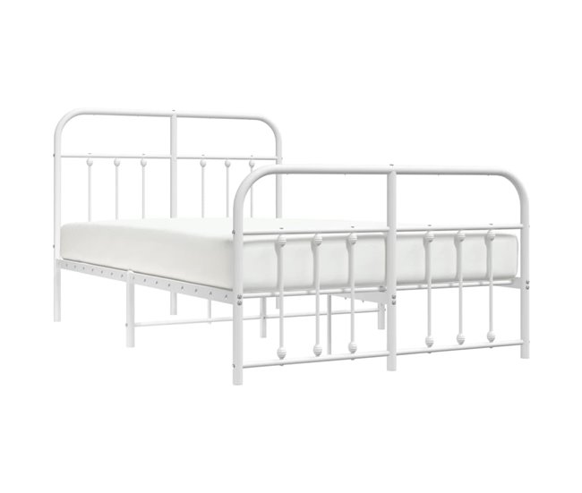 Conforama Estructura Cama Metal Con Cabecero Y Estribo Blanco 120x190 Cm Con Cabecero Y Pie De Cama