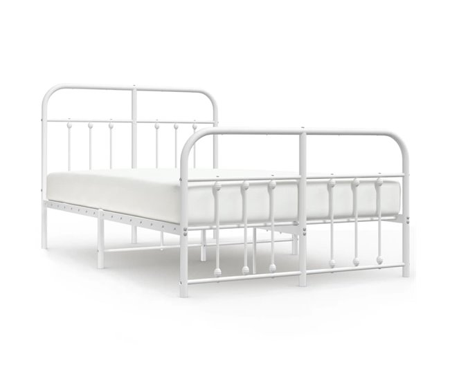 Conforama Estructura Cama Metal Con Cabecero Y Estribo Blanco 120x190 Cm Con Cabecero Y Pie De Cama