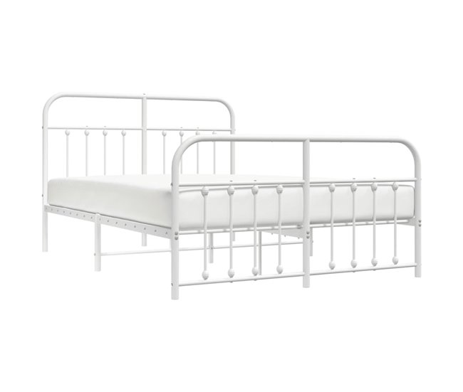 Conforama Estructura Cama Metal Con Cabecero Y Estribo Blanco 135x190 Cm Con Cabecero Y Pie De Cama