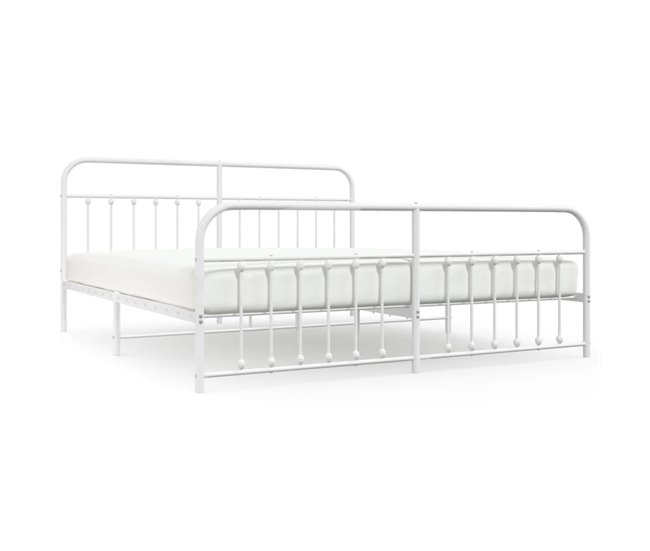 Conforama Estructura cama metal con cabecero y estribo blanco 200x200 cm con cabecero y pie de cama