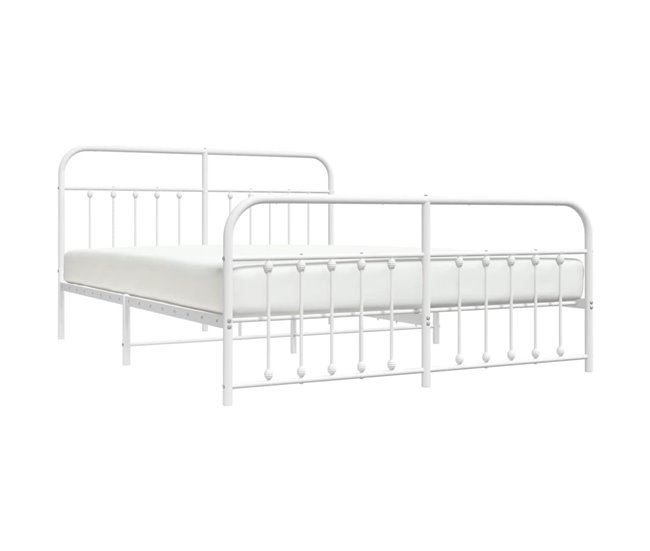 Conforama Estructura Cama Metal Con Cabecero Y Pie Cama Blanco 183x213 Cm Con Cabecero Y Pie De Cama
