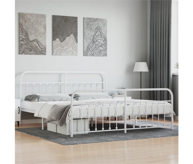 Conforama Estructura Cama Metal Con Cabecero Y Pie Cama Blanco 193x203 Cm Con Cabecero Y Pie De Cama