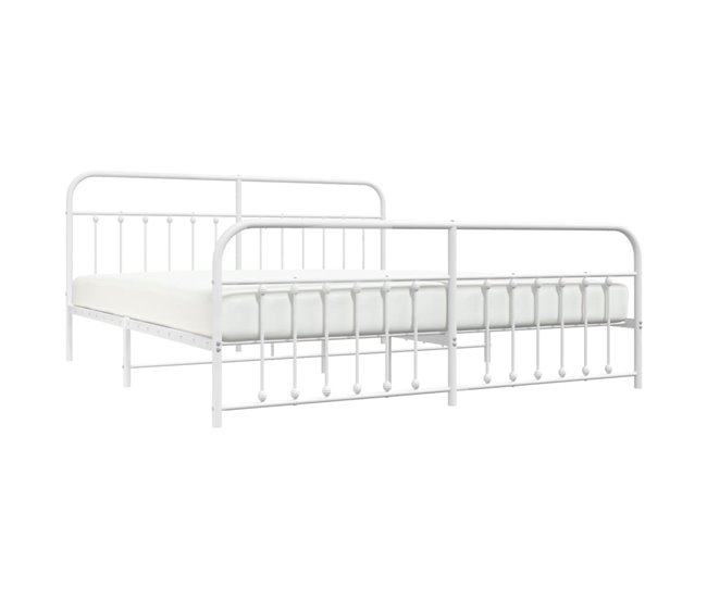 Conforama Estructura Cama Metal Con Cabecero Y Pie Cama Blanco 193x203 Cm Con Cabecero Y Pie De Cama