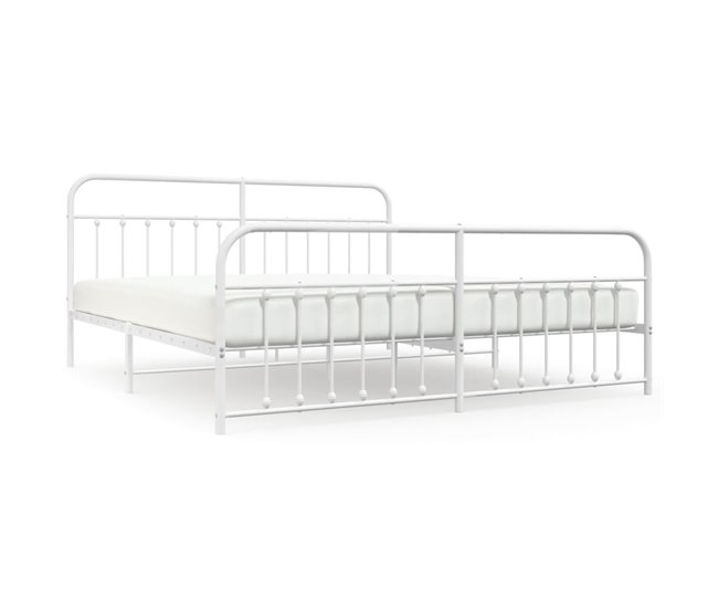 Conforama Estructura cama metal con cabecero y pie cama blanco 193x203 cm con cabecero y pie de cama