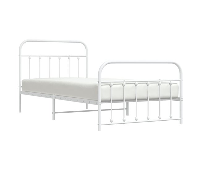 Conforama Estructura Cama Metal Con Cabecero Y Pie Cama Blanca 107x203 Cm Con Cabecero Y Pie De Cama