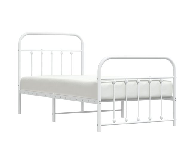 Conforama Estructura Cama Metal Con Cabecero Y Pie Cama Blanca 90x200 Cm Con Cabecero Y Pie De Cama