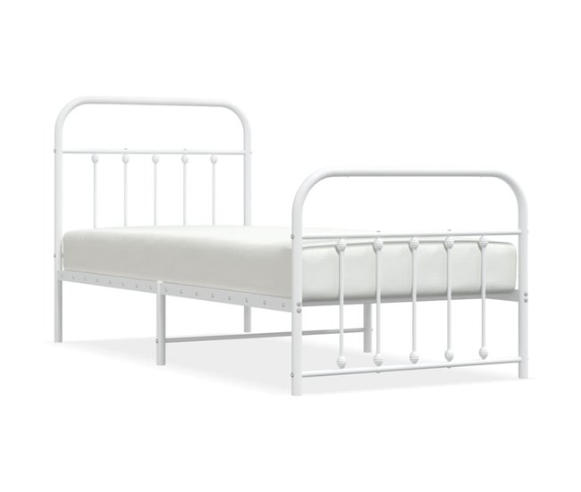 Conforama Estructura Cama Metal Con Cabecero Y Pie Cama Blanca 90x190 Cm Con Cabecero Y Pie De Cama