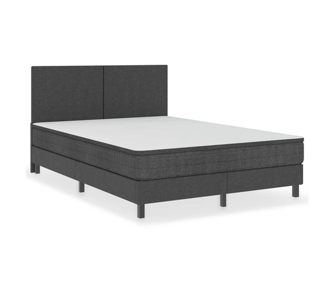 Conforama Estructura de cama Box Spring tela gris 160x200 cm