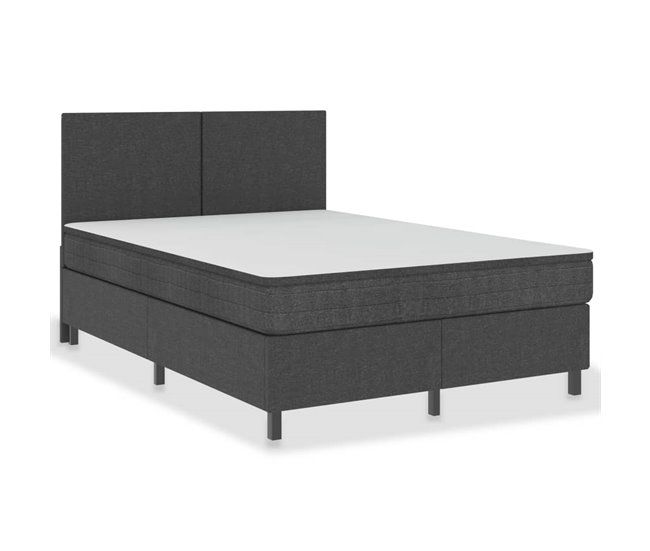 Conforama Estructura de cama Box Spring tela gris 180x200 cm