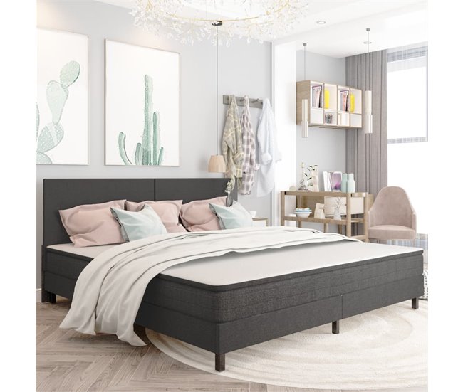 Conforama Estructura De Cama Box Spring Tela Gris 200x200 Cm