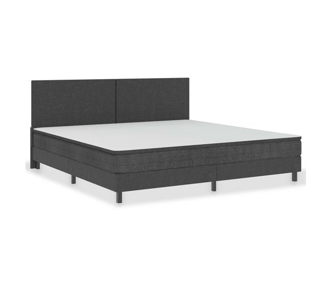 Conforama Estructura de cama Box Spring tela gris 200x200 cm