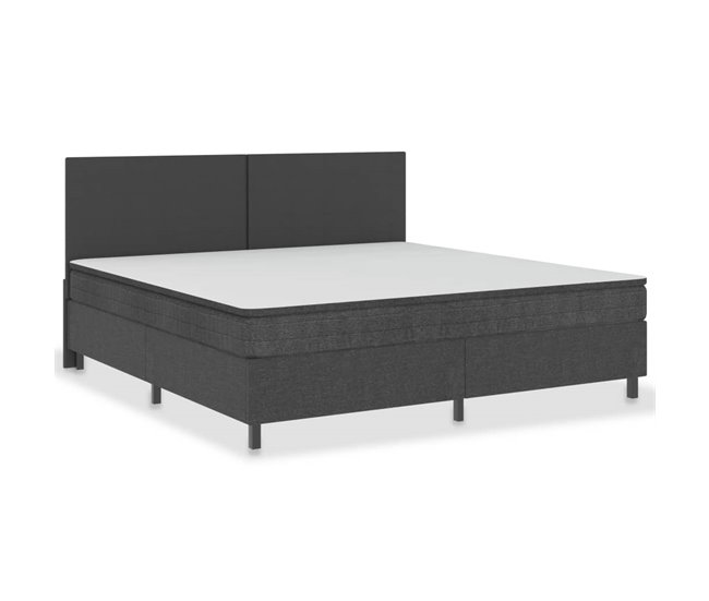 Conforama Estructura de cama Box Spring tela gris 200x200 cm