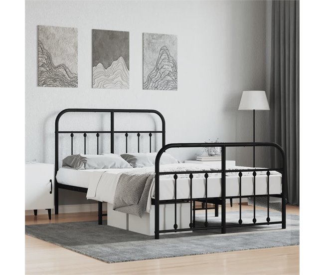Conforama Estructura De Cama Cabecero Y Pie De Cama Metal Negro 120x200cm Con Cabecero Y Pie De Cama