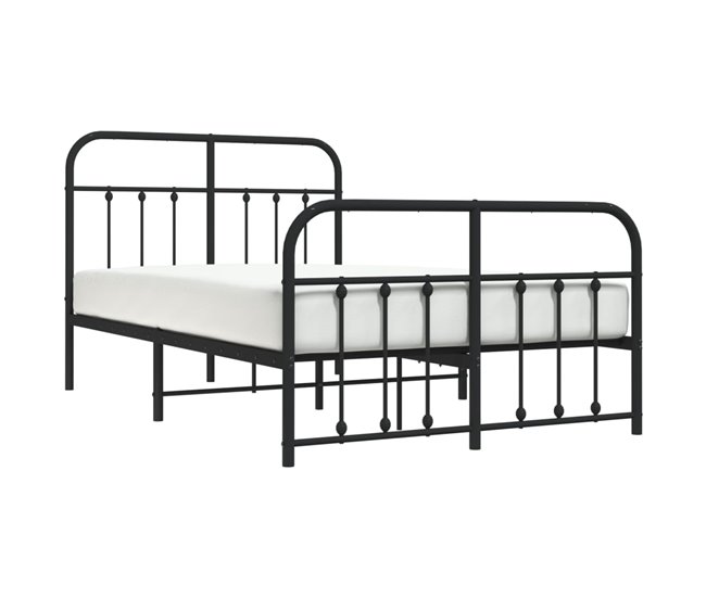 Conforama Estructura De Cama Cabecero Y Pie De Cama Metal Negro 120x200cm Con Cabecero Y Pie De Cama