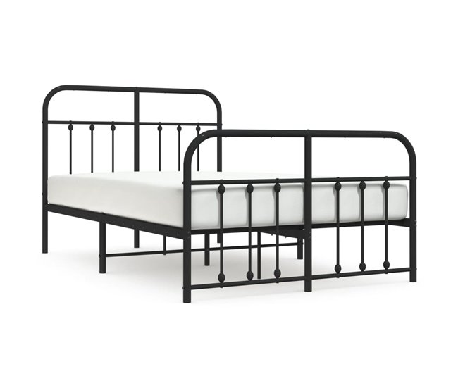 Conforama Estructura de cama cabecero y pie de cama metal negro 120x200cm con cabecero y pie de cama