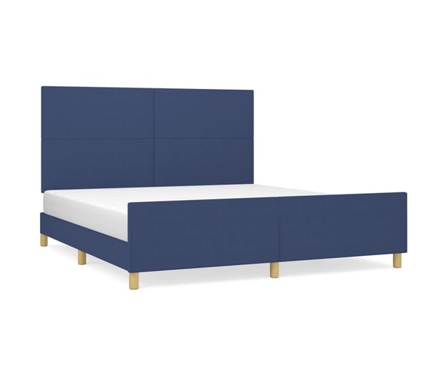 Conforama Estructura de cama con cabecero de tela azul 180x200 cm Diseño plano