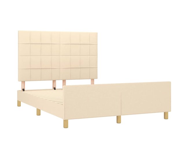 Conforama Estructura De Cama Con Cabecero De Tela Color Crema 140x200 Cm Bloques Con Cuadros