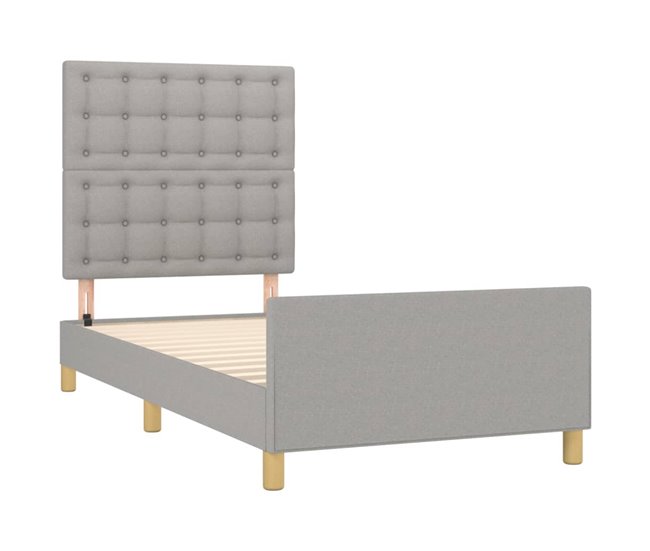 Conforama Estructura De Cama Con Cabecero De Tela Gris Claro 80x200 Cm Botones