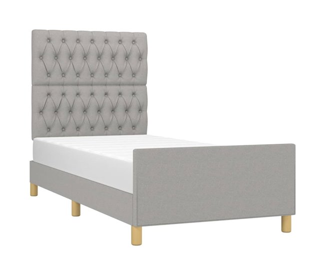 Conforama Estructura De Cama Con Cabecero De Tela Gris Claro 90x190 Cm Diseño De Botones