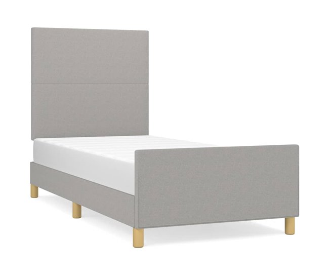 Conforama Estructura de cama con cabecero de tela gris claro 80x200 cm Diseño plano
