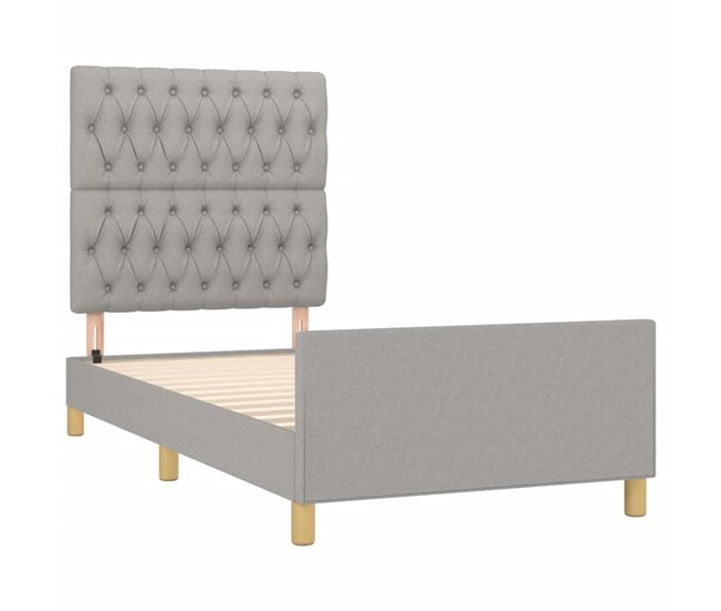 Conforama Estructura De Cama Con Cabecero De Tela Gris Claro 100x200 Cm Diseño De Botones
