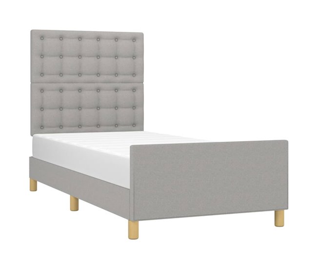 Conforama Estructura De Cama Con Cabecero De Tela Gris Claro 90x200 Cm Botones