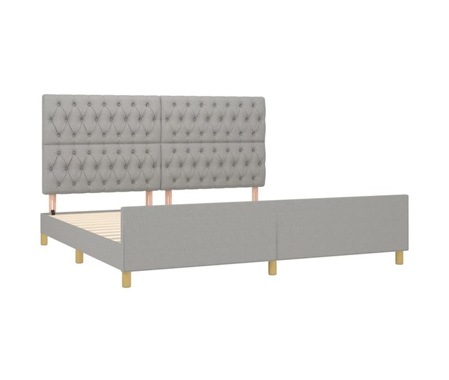 Conforama Estructura De Cama Con Cabecero De Tela Gris Claro 200x200 Cm Diseño De Botones