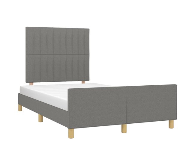 Conforama Estructura De Cama Con Cabecero De Tela Gris Oscuro 120x200 Cm Rayas Verticales