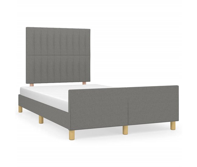 Conforama Estructura de cama con cabecero de tela gris oscuro 120x200 cm Rayas verticales